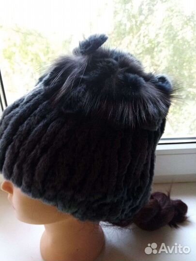 Шапка женская из меха кролика, норки