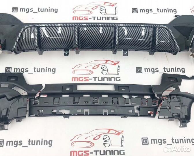 Диффузор бмв 3 G20 340 R под карбон + насадки хром