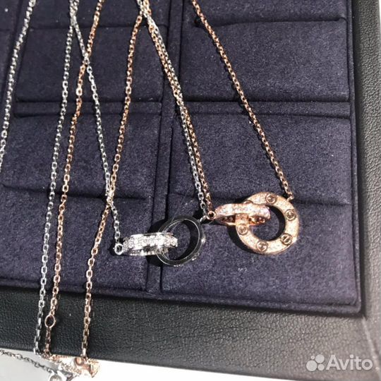 Кулон Cartier Love белое и розовое золото