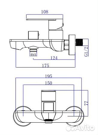 Смеситель для ванны+акс Beijing BJ54 (нов.EK54)