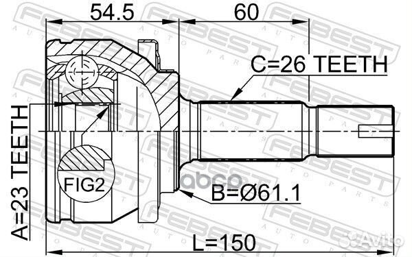 ШРУС toyota auris E150/corolla X E150 1.3-1.6 0