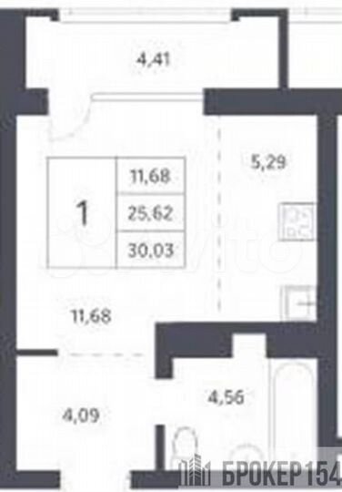 Квартира-студия, 25,7 м², 9/21 эт.