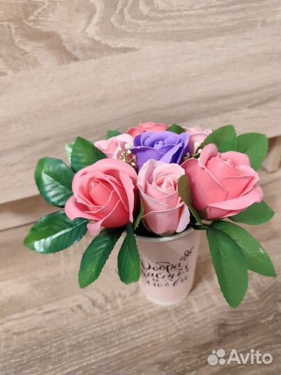 Мыльный букет в стаканчике