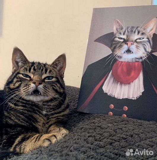 Портрет собаки кошки питомца масляными красками