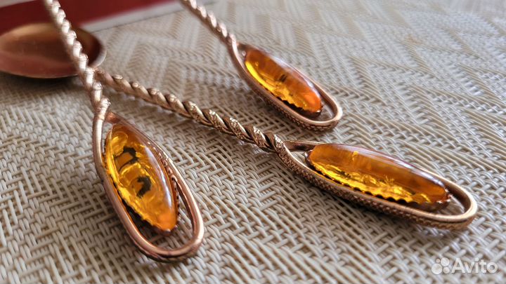 Набор чайных ложек с янтарем