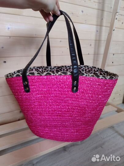 Сумка летняя пляжная соломенная большая