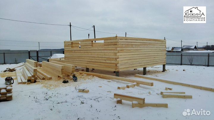 Срубы дома 6х6 из бруса 1 эт. с террасой отделка