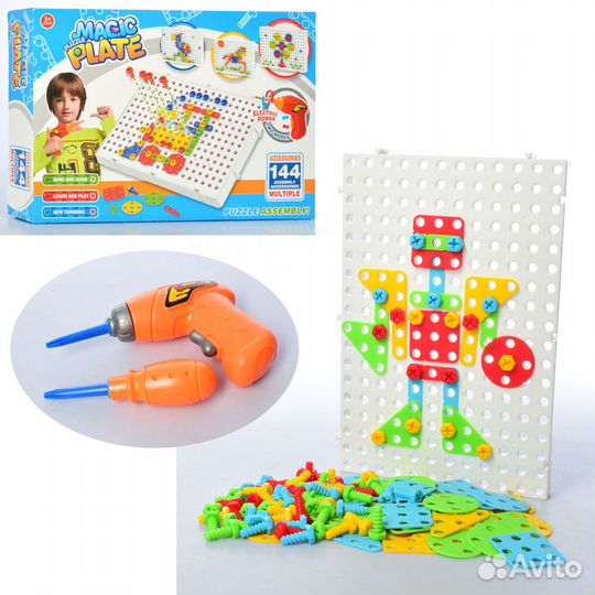 Конструктор Мозаика с шуруповертом 144 детали