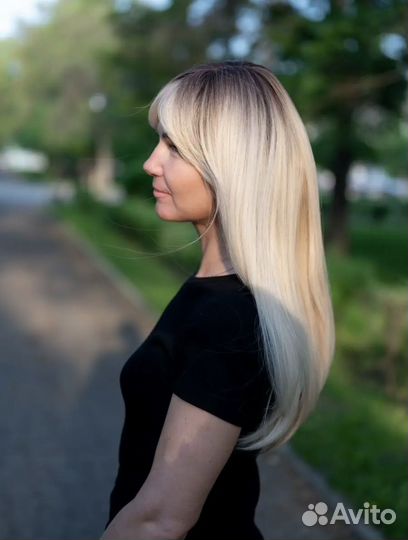 Парик длинный с челкой блонд