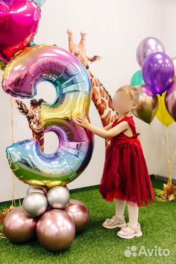 Воздушный шар цифра 3 большого размера
