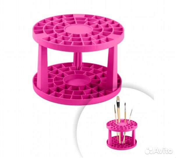 Подставка для кистей стамм, пластик, розоваяпк103