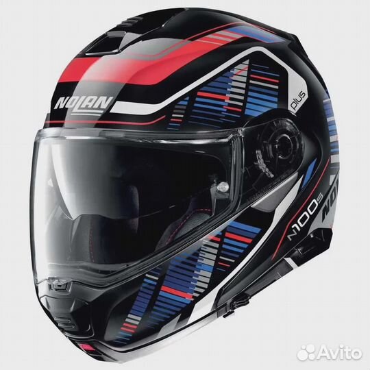 Nolan N100-5 Plus Starboard N-Com Modular Helmet Glossy Black / Red / Blue