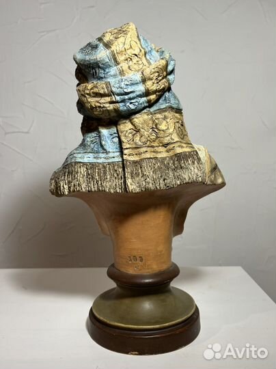 Бюст антикварный, статуэтка Африканка, терракота