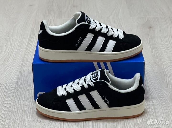 Кроссовки Adidas Campus Black White Gum (36-45)