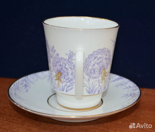 Фарфоровая кофейная пара - одуванчик.лфз (2)