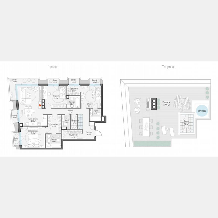 3-к. квартира, 128,5 м², 6/11 эт.