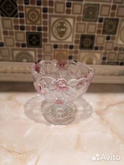 Ваза конфетница цветное стекло