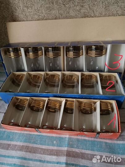 Наборы стопок и стаканы, чешское стекло, Bohemia