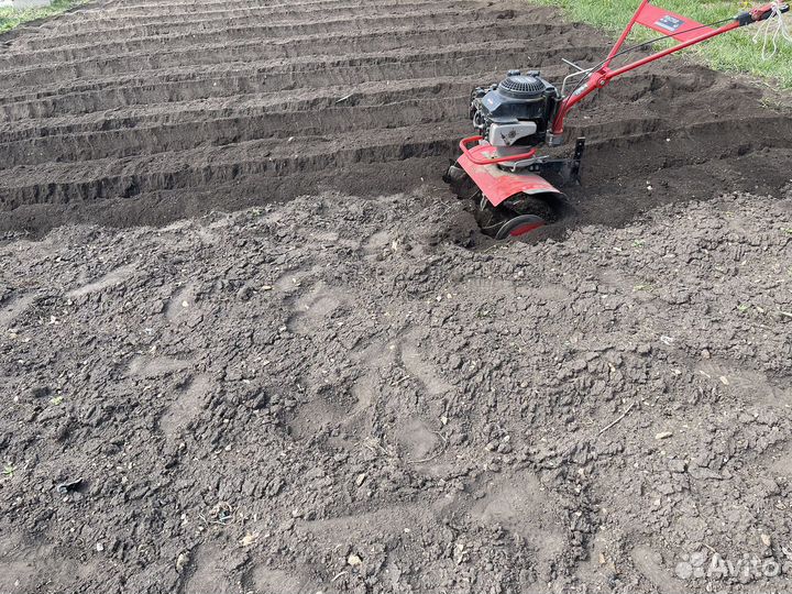 Вспашка земли мотоблоком культиватором