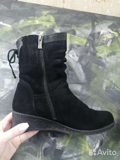 Полусапоги зимние замшевые на натуральном меху