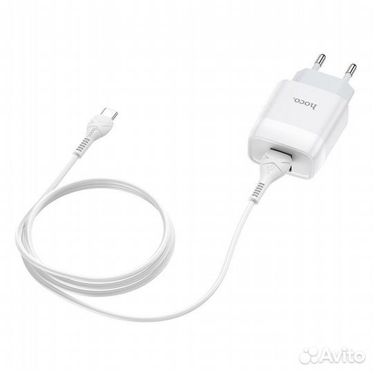 Сзу hoco C73A dual USB port +type-C 2.4A (White)