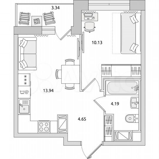 1-к. квартира, 36,3 м², 2/17 эт.