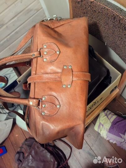 Дорожная сумка саквояж натуральная кожа