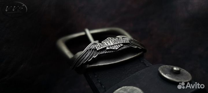 Кожаный ремень с пряжкой Харли-Дэвидсон / Harley-D