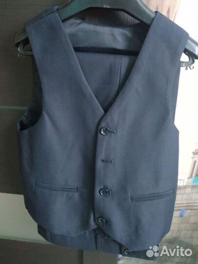 Костюм, тройка, тёмно-синий в школу