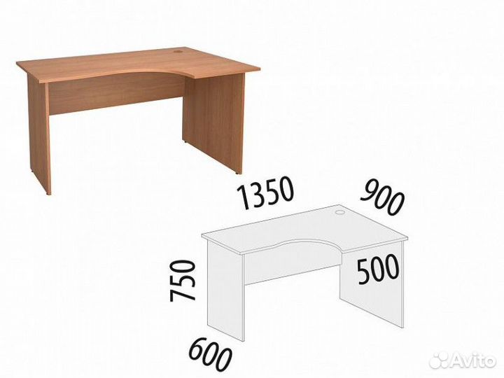 Стол угловой (прав) Рубин 42.47 для офиса