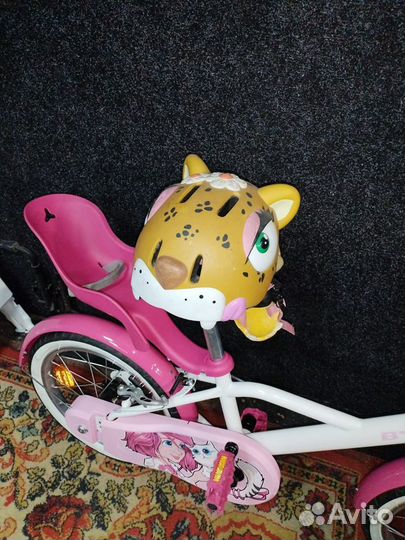 Велосипед розовый btwin 16 для девочки шлем
