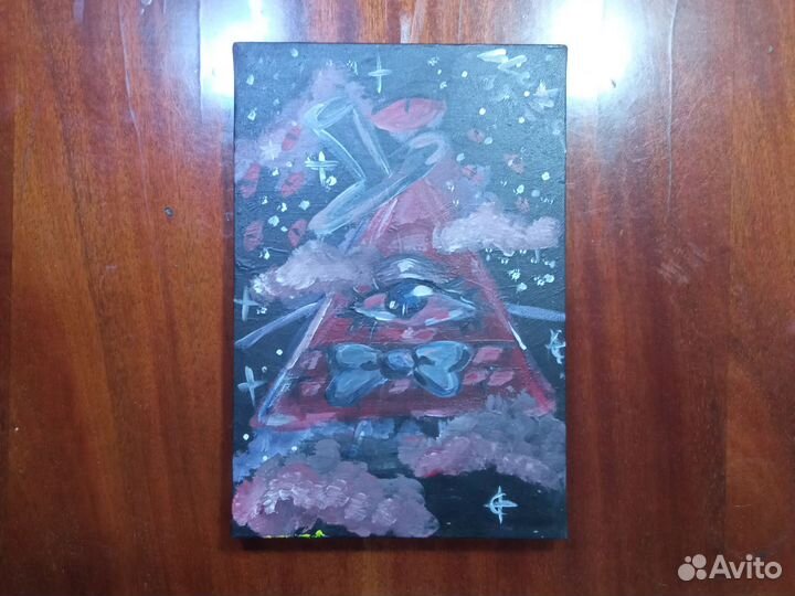 Билл Сайфер. Картина А4. Холст на рамке, акрил