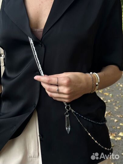 Бодичейн жемчуг, кристалл, цепочка