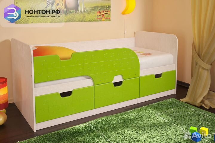 Детская кроватка Минима дуб атланта / лайм