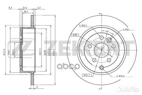 Диск торм. задн. Land Rover Freelander II 06