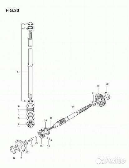 Приводной вал (торсионный вал) Yamaha 60 л.с. 2т