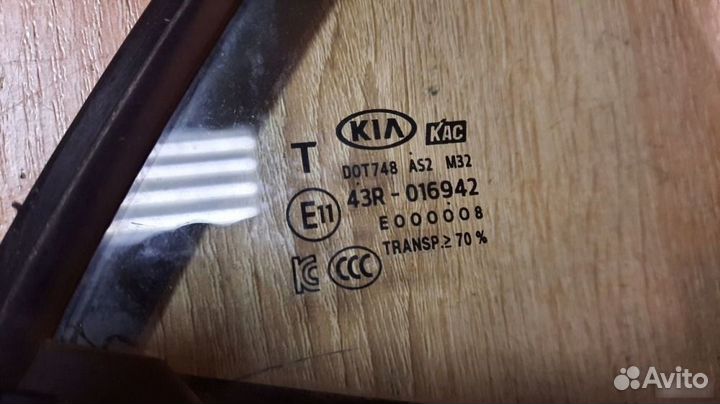 Стекло двери глухое заднее правое Kia Picanto 3