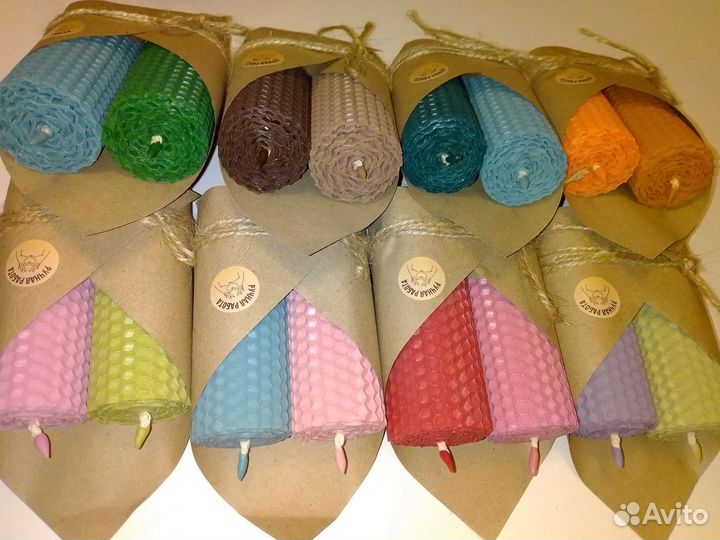 Набор свечей из натуральной медовой вощины