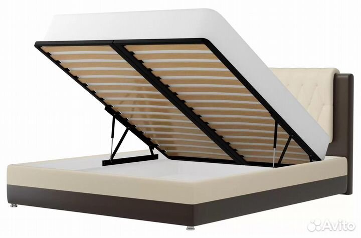Кровать интерьерная Камилла 160, экокожа, бежевый