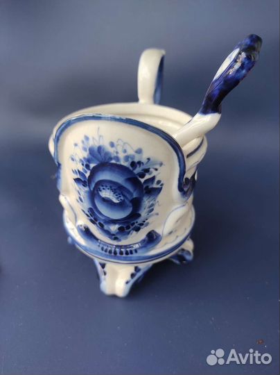 Подстаканник с ложкой гжель. Дрезгунов