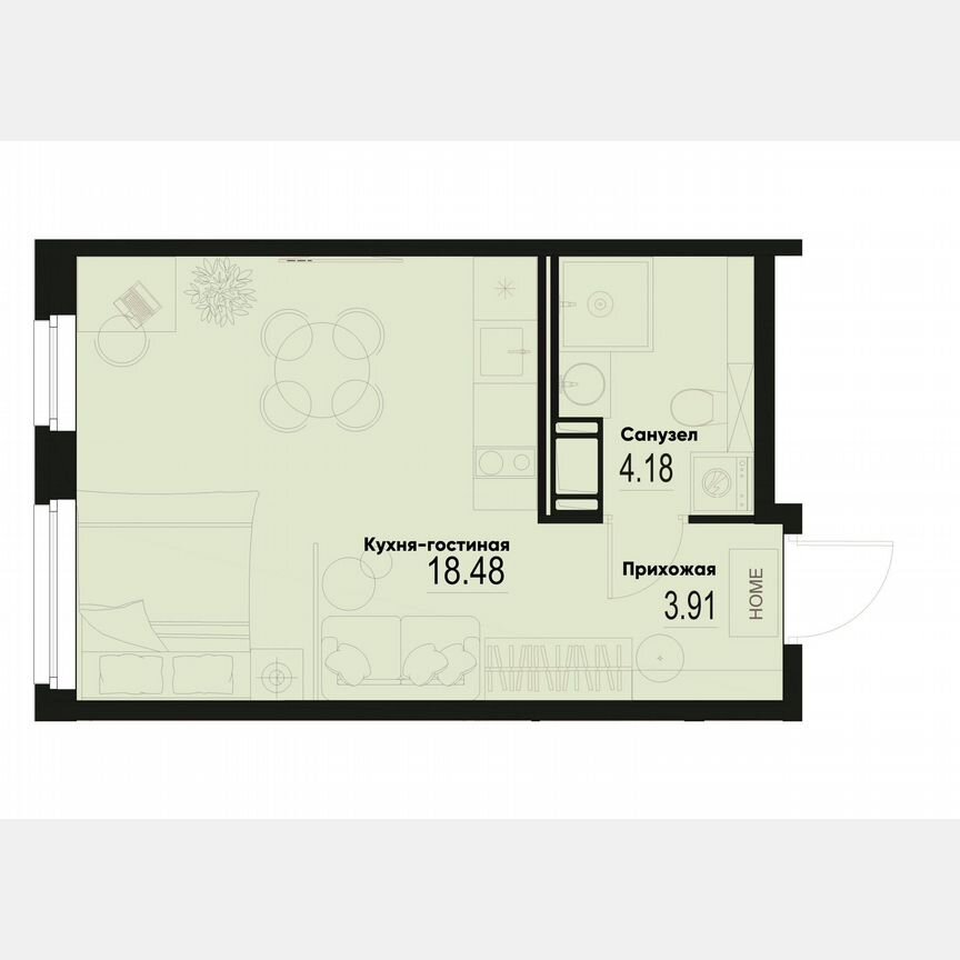 Квартира-студия, 26,6 м², 3/12 эт.