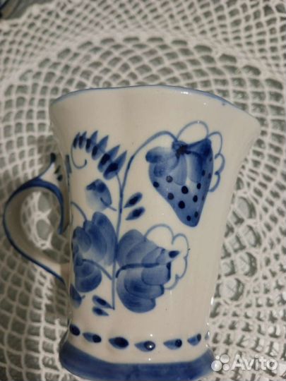 Кофейник авторская работа, чашка гжель СССР