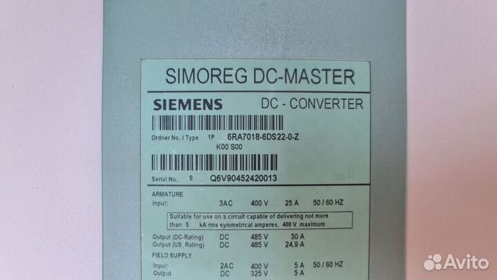 Приводы постоянного тока Siemens Simoreg 30 Ампер