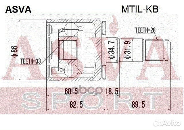 ШРУС внутренний перед лев mtilkb asva