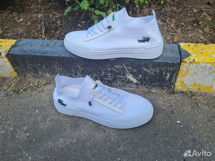 Стильные белые кеды Lacoste Размеры 40-45