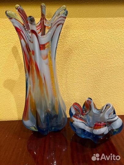 Вазы из цветного стекла СССР