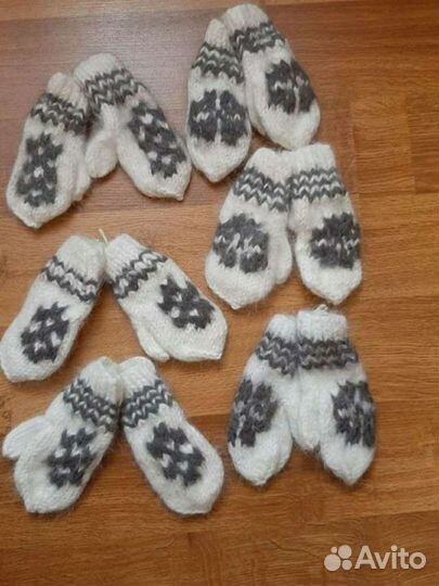 Варежки из козьего пуха от 6 месяцев до 2 лет