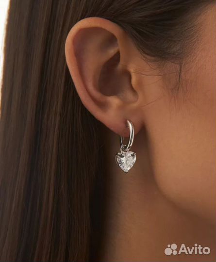 Серебряные серьги трансформеры с фианитом