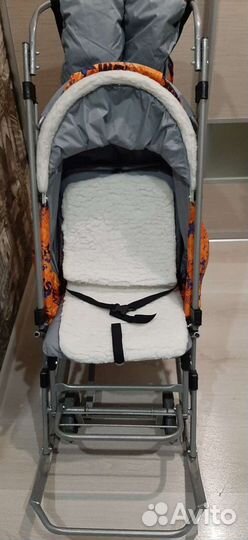 Детские санки коляска с колесами