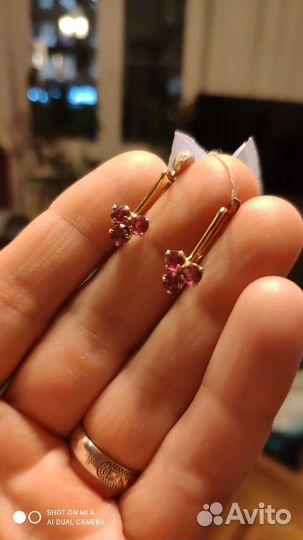 Серьги золотые 583 александрит,корунд советские